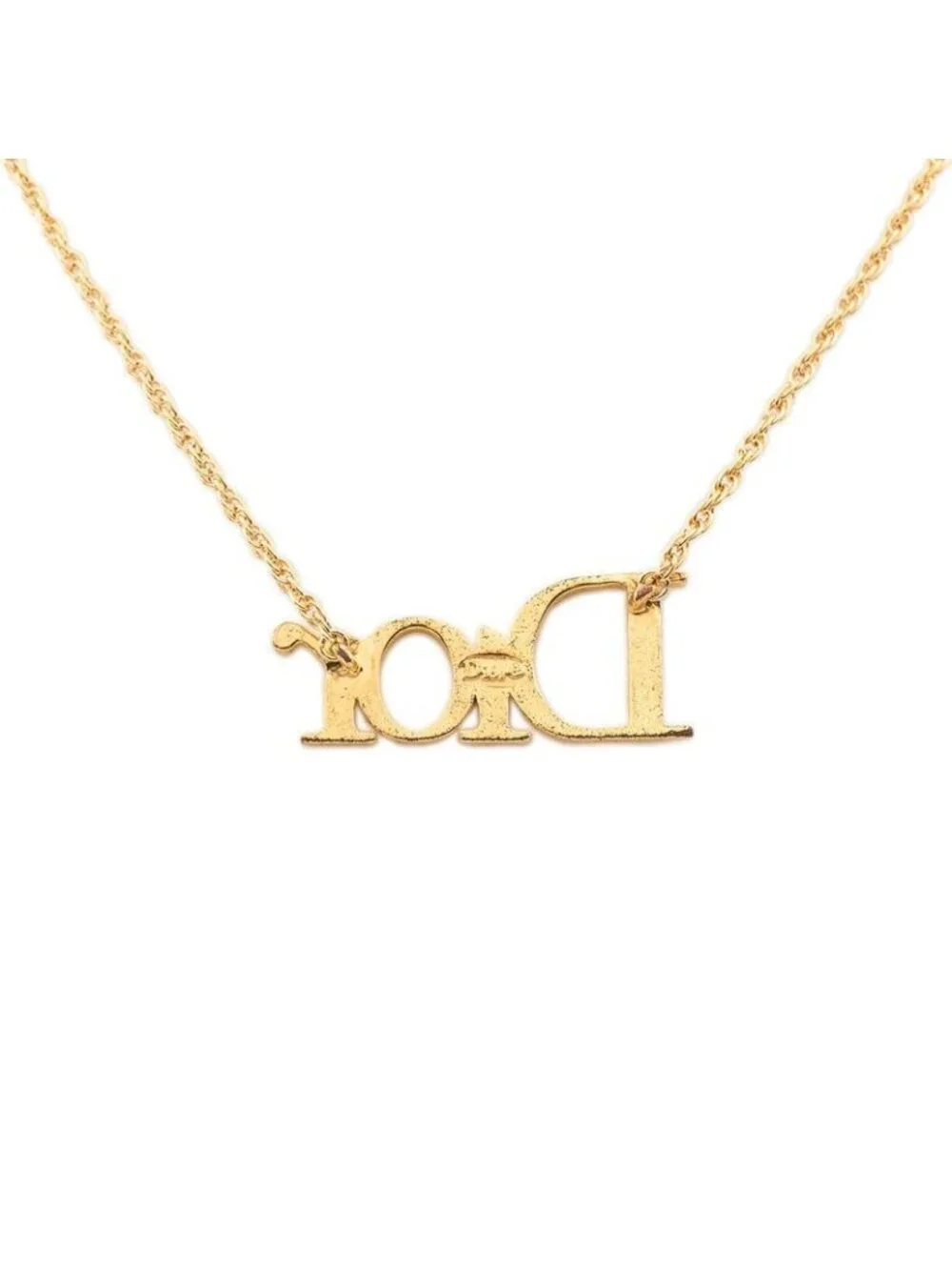Dior Logo Chain Pendant Necklace Gold Plated - Picture 2 of 6